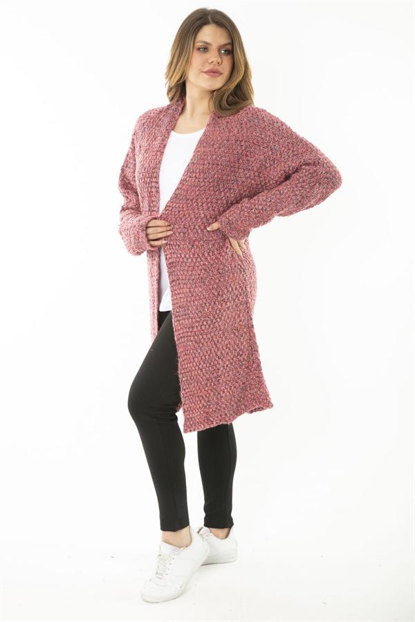 Kadın Büyük Beden Renkli Kalın Triko Hırka 65N37173