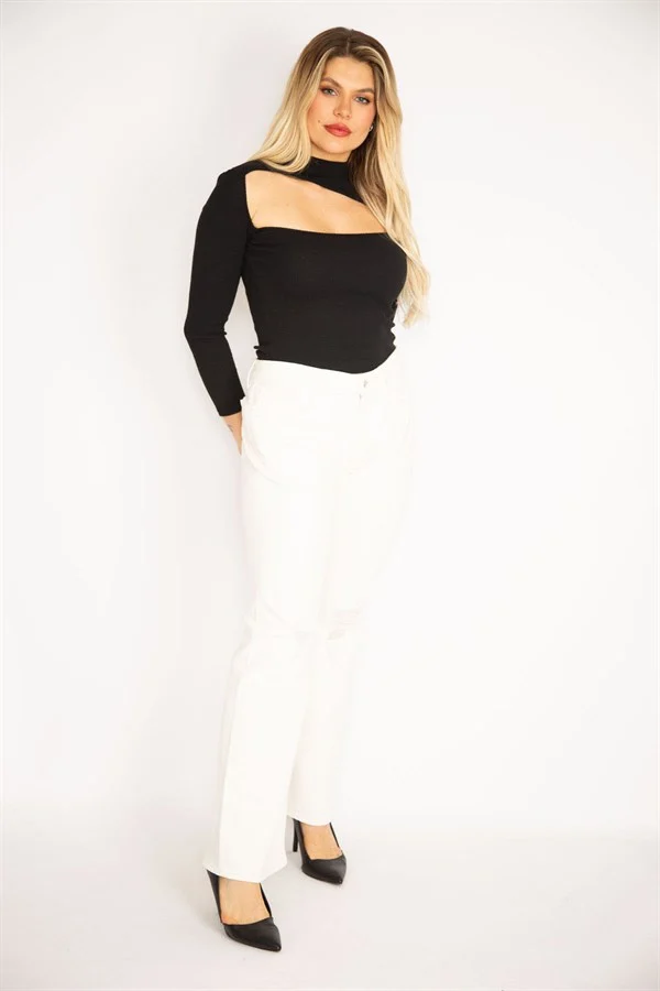 Kadın Kemik Rahat Kesim Yırtık Detaylı Likralı 5 Cep Kot Pantolon 65N35267