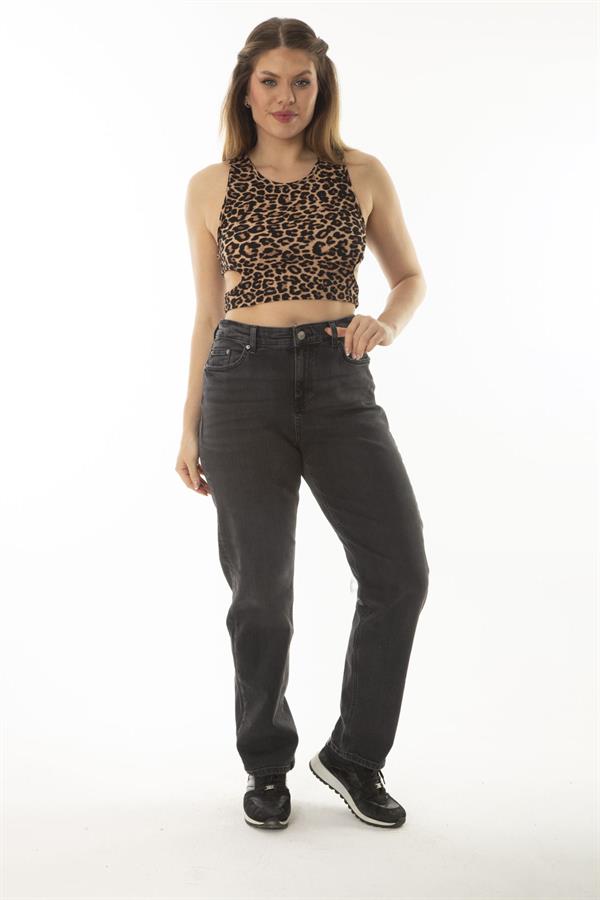 Kadın Büyük Beden Antrasit 5 Cepli Likralı Kot Pantolon 65N37064