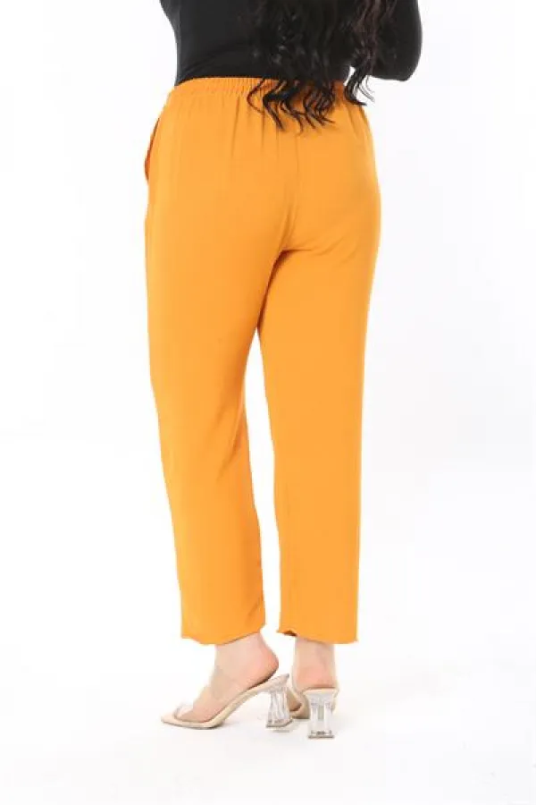 Kadın Büyük Beden Oranj Beli Lastikli Yan Cepli Pantolon 65N38929