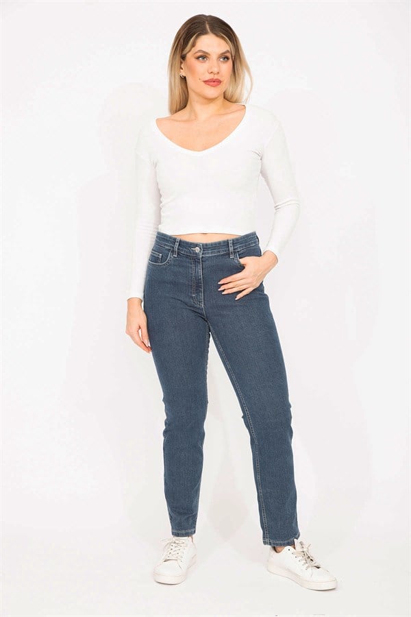 Kadın Lacivert 5 Cepli Kot Pantolon 65N35271