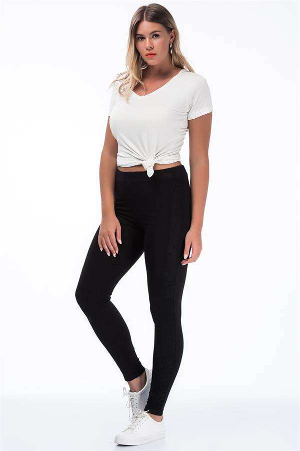 Kadın Lacivert Pamuklu Kumaş Tayt Pantolon 65N35417