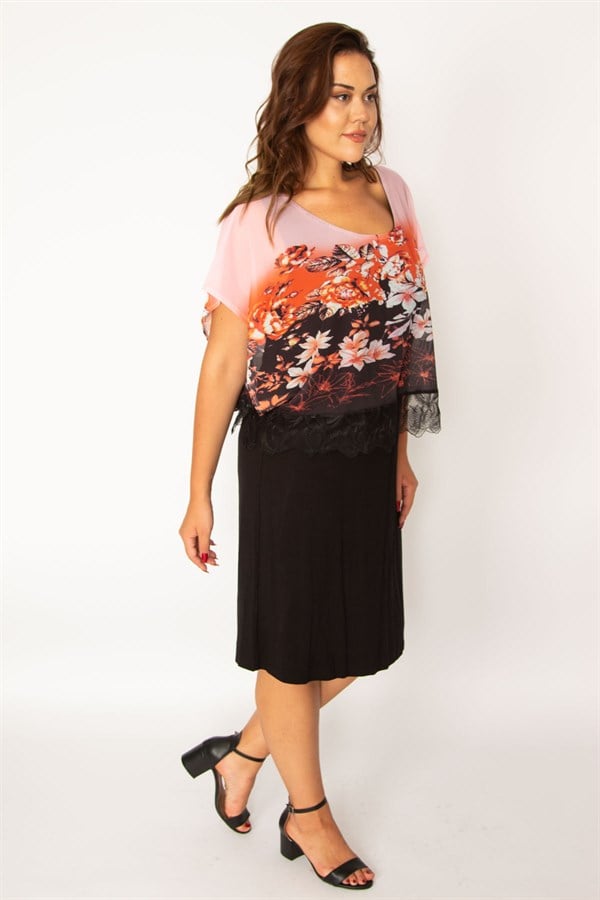 Women's Black Chiffon Cape Dress