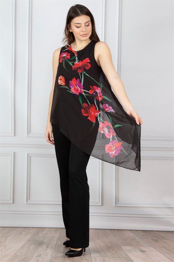 Kadin Siyah Şifon Detayli Tulum 26N12044