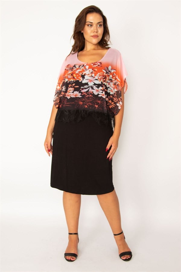 Women's Black Chiffon Cape Dress