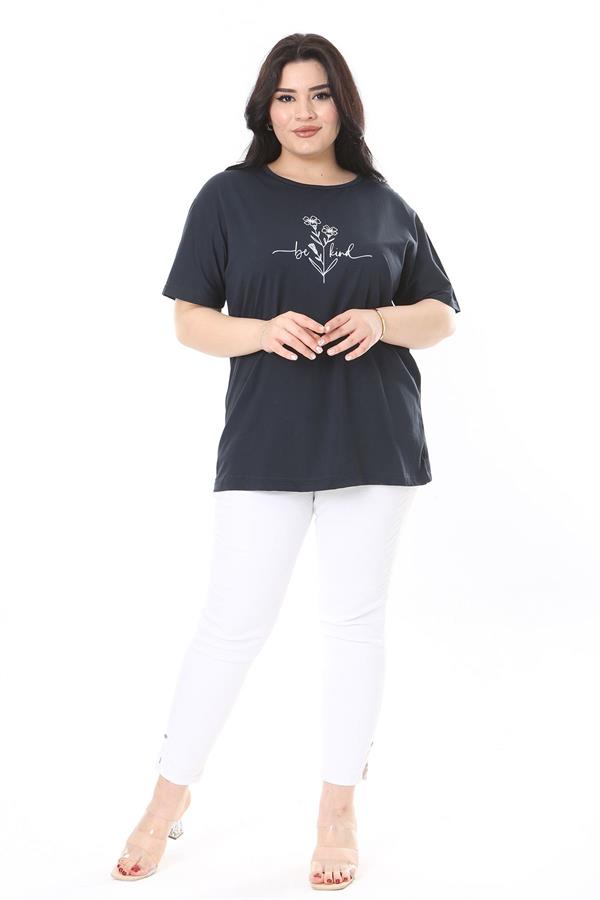 Kadın Büyük Beden Gül Kurusu Bisiklet Yakalı Kısa Kollu Bluz 65N38006