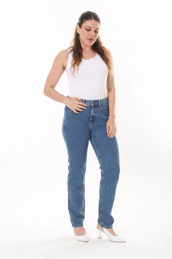 Kadın Büyük Beden Mavi 5 Cepli Kot Pantolon 65N37727