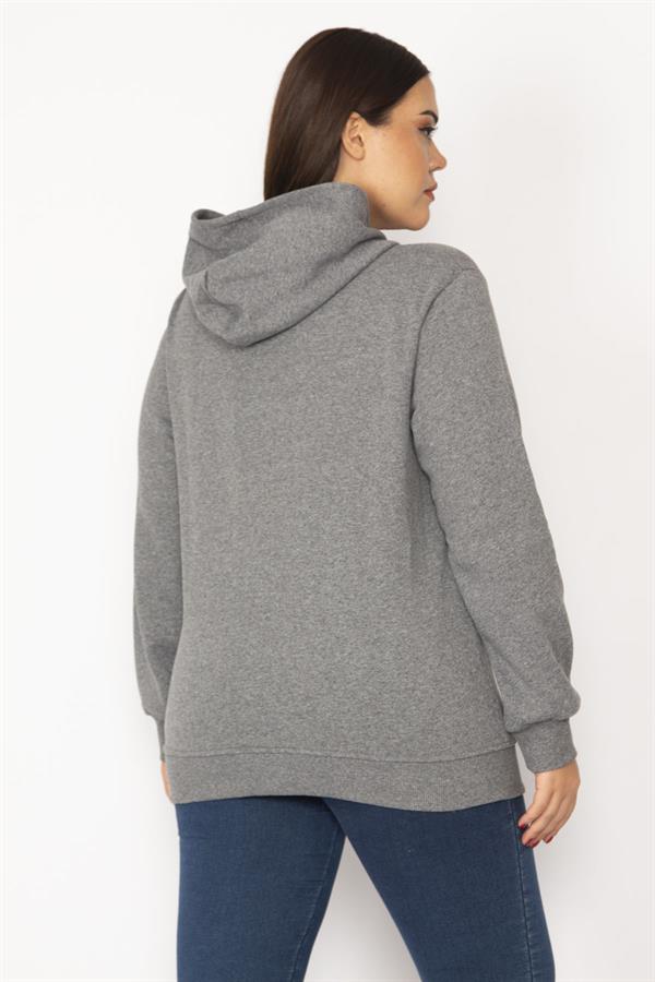 Women's Smoked Inside Raised 3 Thread Kangaroo Pocket Hooded Sweatshirt 65N29644