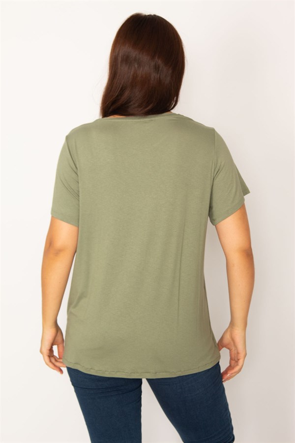 Kadın Haki Dijital Baskılı Rahat Kesim Tunik 65N34199