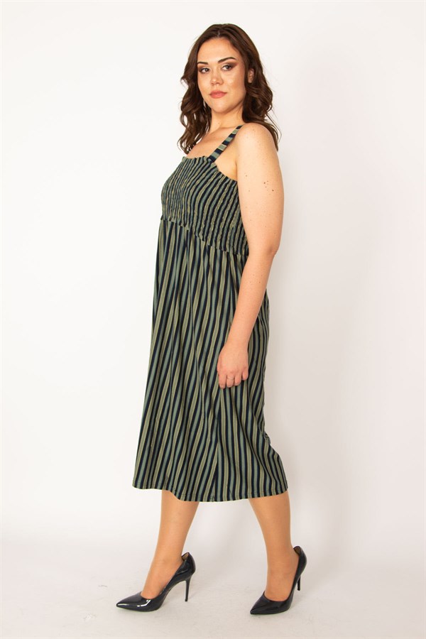 Kadın Haki  Göğüs Kısmı Gipe Lastikli Askılı Elbise 65N33481