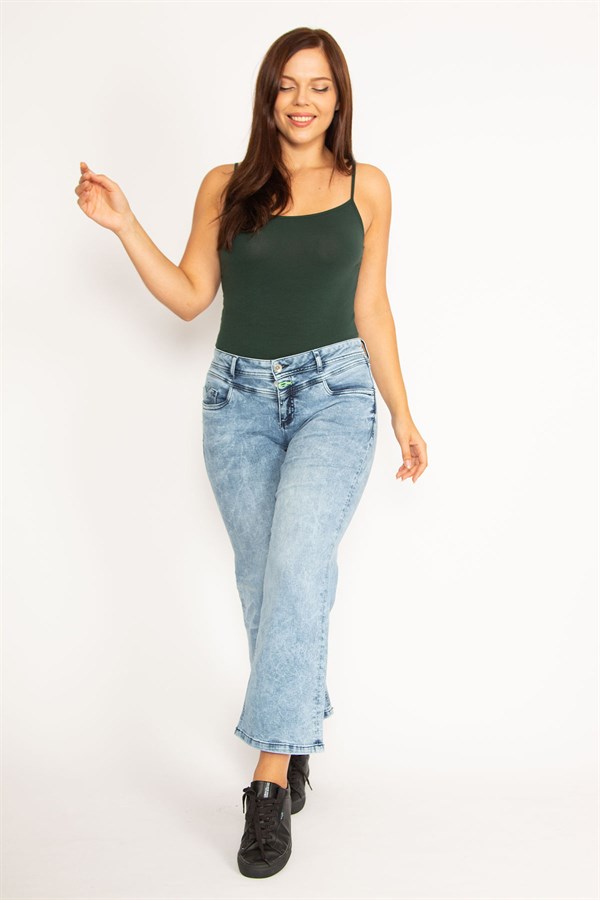 Kadın Mavi Likralı 5 Cep Kot Pantolon 65N34537