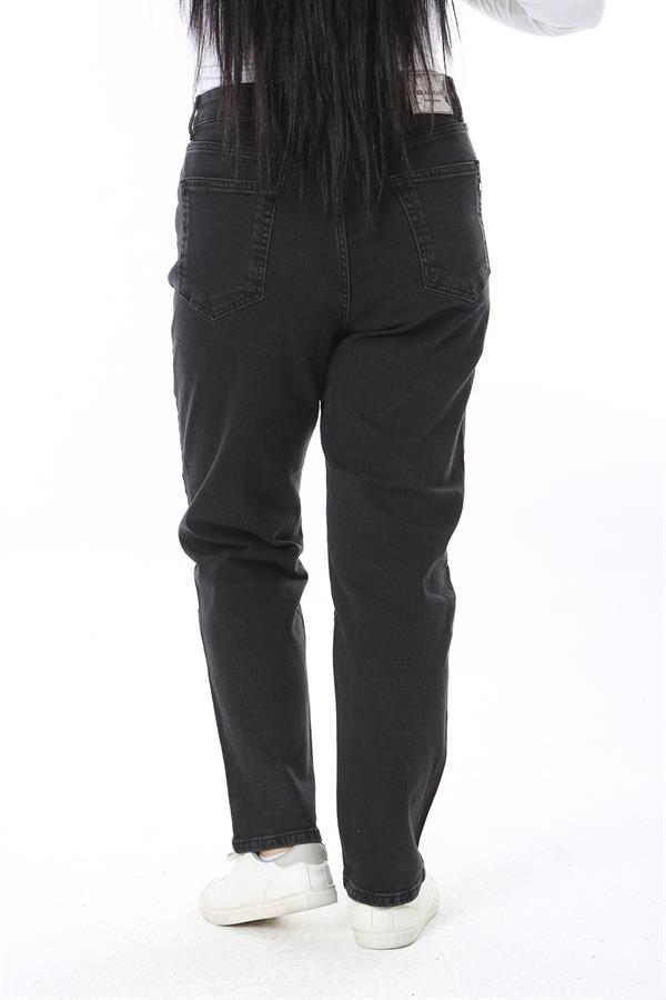 Kadın Büyük Beden Siyah Yüksek Bel 5 Cepli Likralı Kot Pantolon 65N38446