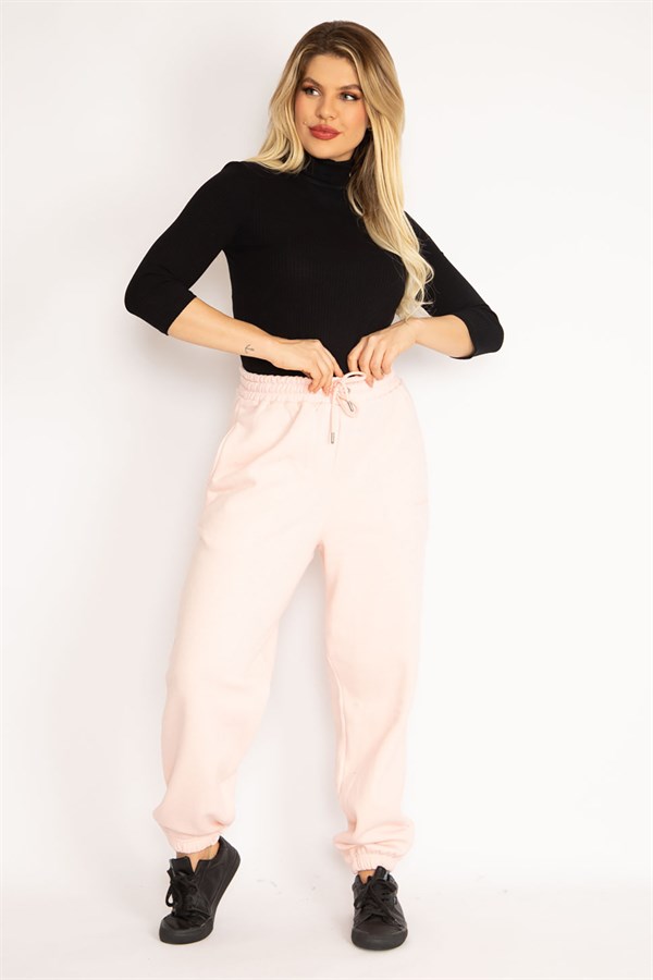 Kadın Pembe İçi Şardonlu 3 İplik Eşofman Alt 65N35102