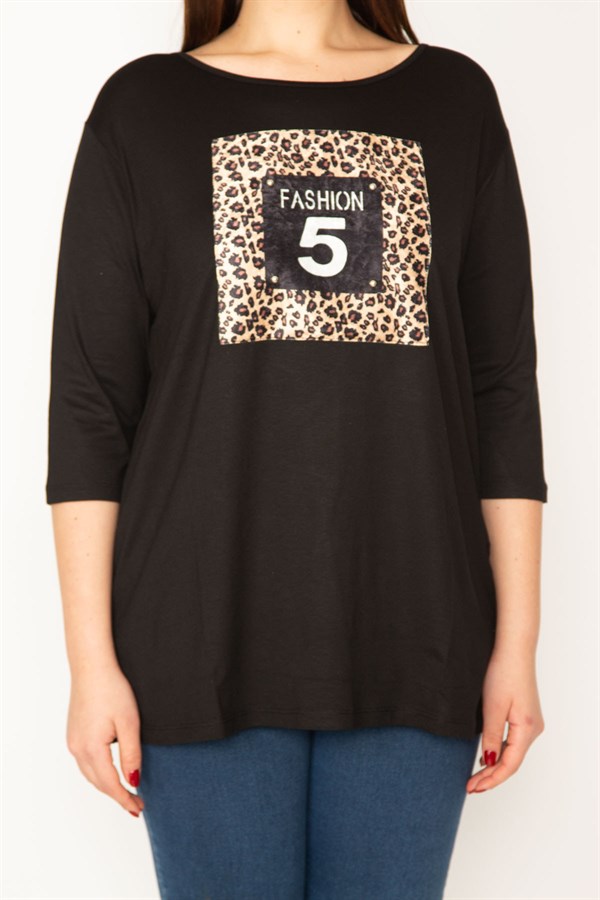 KADIN SİYAH ÖN DETAYLI KAPRİ KOLLU BLUZ