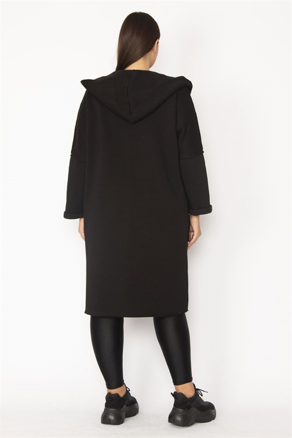 Kadın Füme Fermuar Ve Kapşon Detaylı Kaban 65N28345