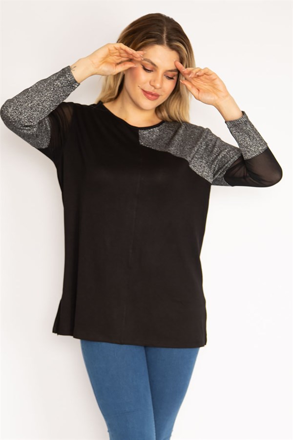 Kadın Siyah Sim Detaylı Bluz 65N35187