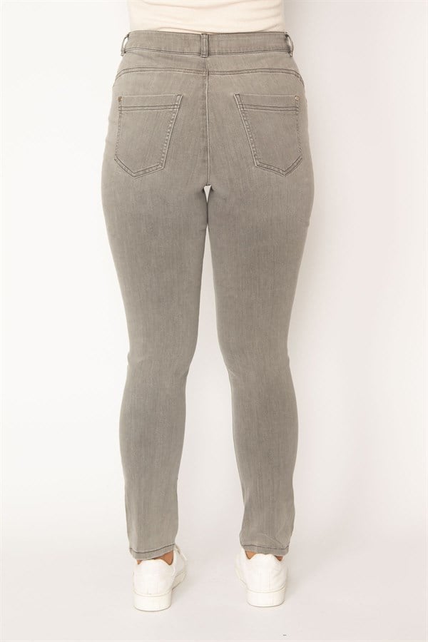 Kadın Gri Likralı Skınny Kot Pantolon 65N34357