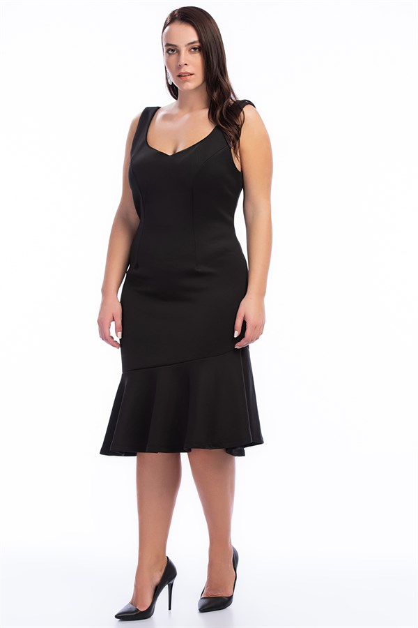 Kadın Siyah Volanlı Elbise 65N14878