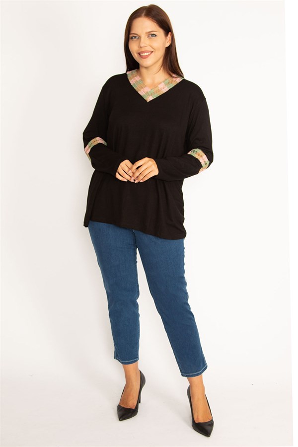 Kadın Haki Dantel Detaylı Bluz 65N34647