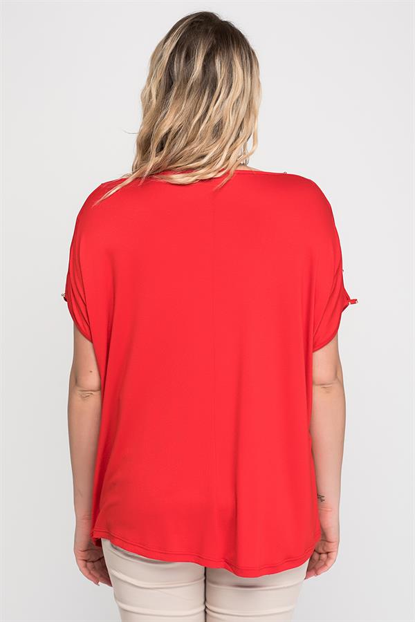 Kadın Bej Omuz Dekolteli İnci Detaylı Viskon Tunik 65N15453