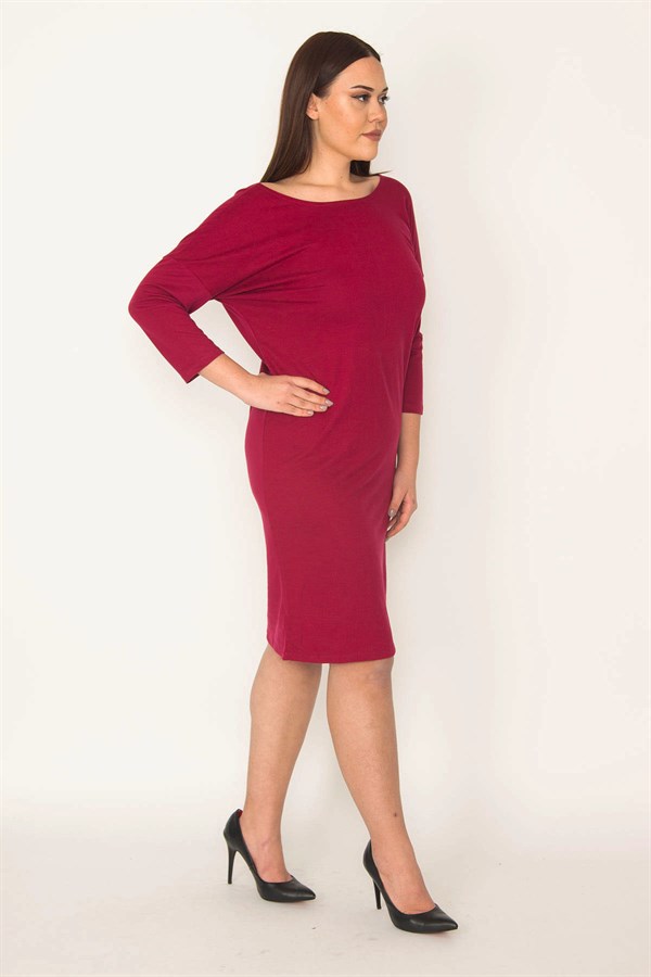 KADIN FUJYA SIRTI V KAPRİ KOLLU ELBİSE