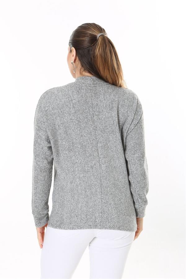 Kadın Büyük Beden Bebe Mavisi Yün Viskon Kumaş Yarasa Kollu Bluz 65N37703