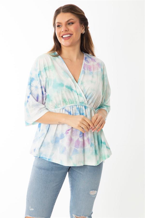 KADIN RENKLİ ANVELOP YAKALI BLUZ 26A37032