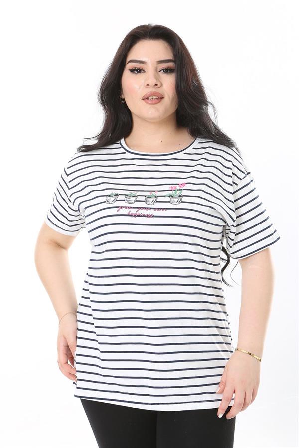 Kadın Büyük Beden Gül Kurusu Bisiklet Yakalı Kısa Kollu Bluz 65N38006