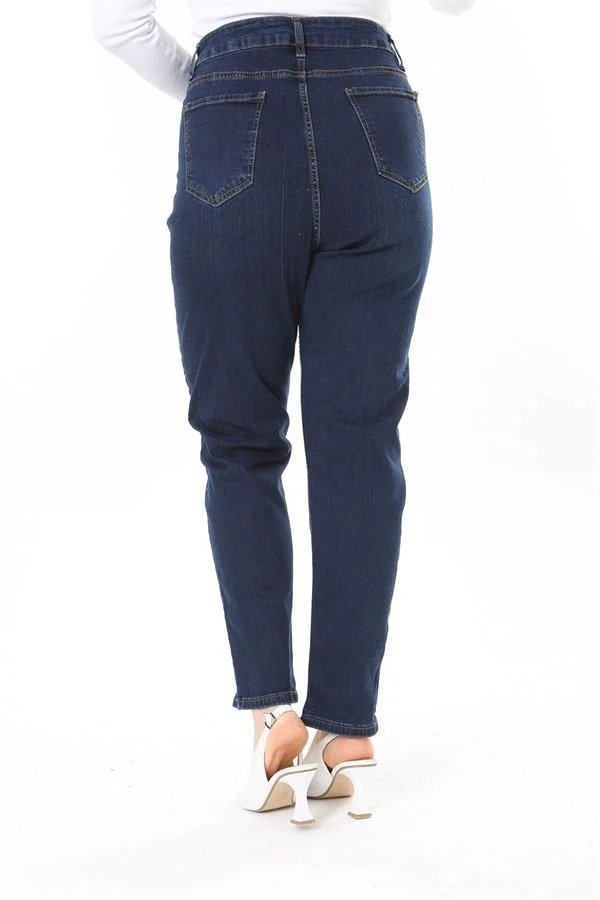 Kadın Büyük Beden Yüksek Bel Dar Paçalı Likralı Kot Pantolon 65N38091