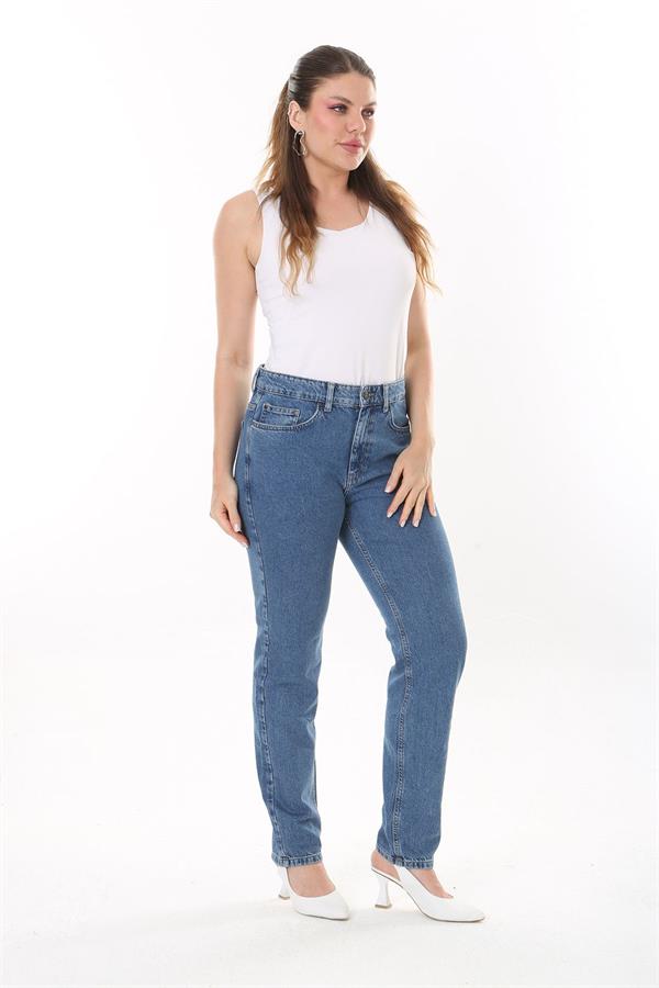 Kadın Büyük Beden Mavi 5 Cepli Kot Pantolon 65N37727