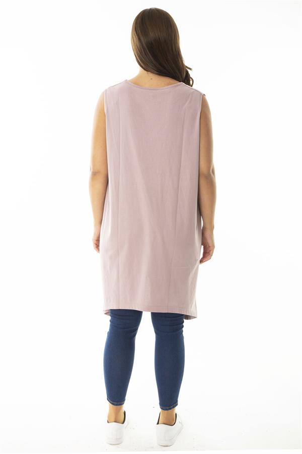 Kadın Büyük Beden Somon V Yakalı Uzun Kolsuz Bluz 65N36920