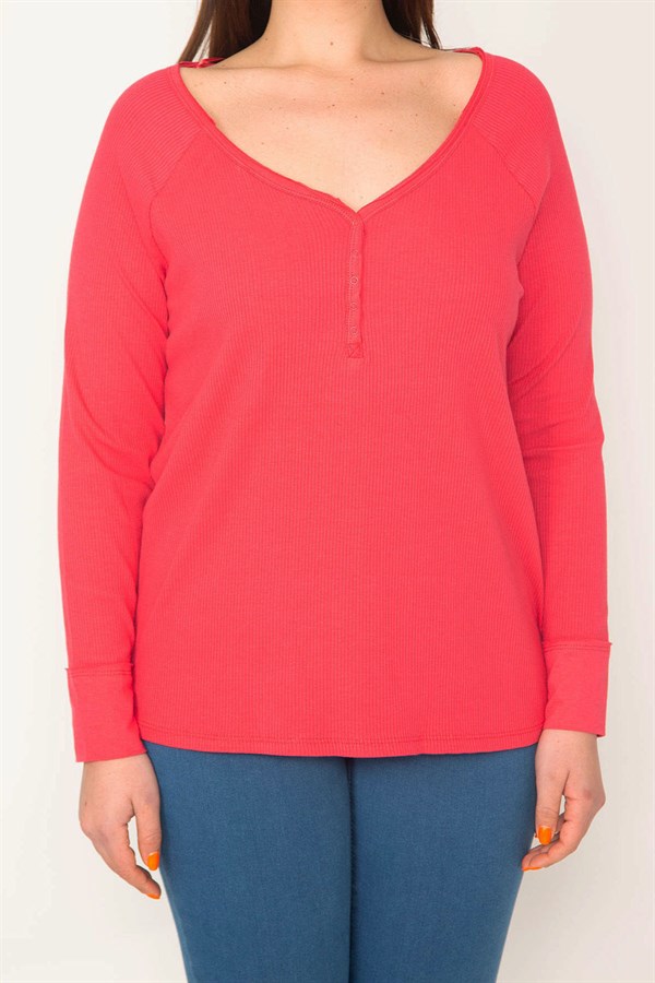 KADIN FUJYA ÖN PATI ÇITÇIT DÜĞMELİ LİKRALI BLUZ