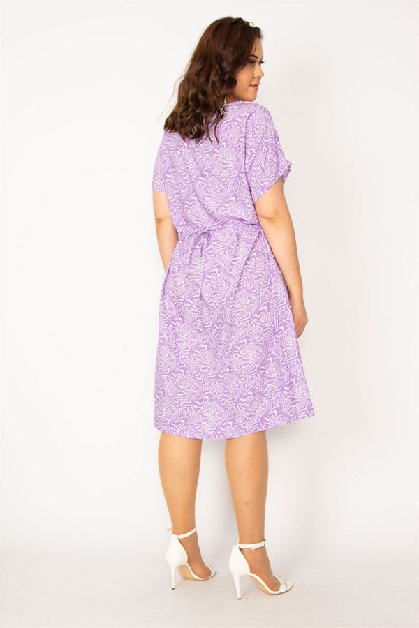 Kadın Bebe Mavisi Dokuma Viskon Kumaş Ön Pat Düğmeli Beli Kuşaklı Elbise 65N33614