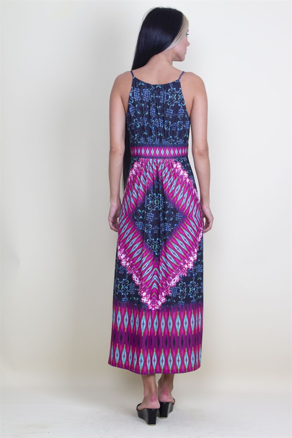 KADIN RENKLİ YAKA DETAYLI ASKILI ELBİSE