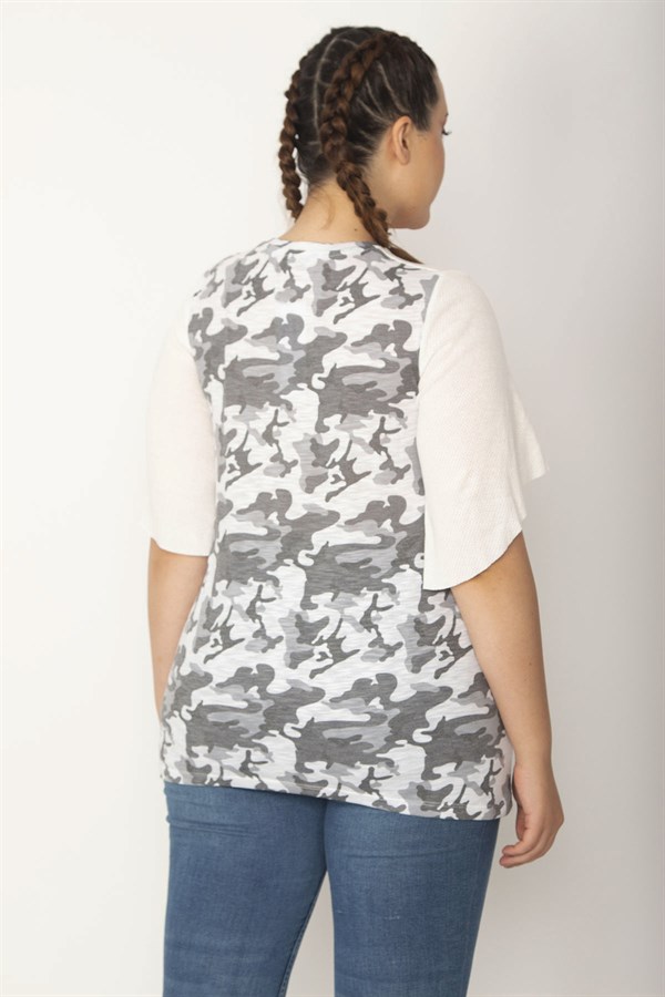 Kadın Kemik Roba Ve Kolları Fileli Kumaş Salaş Kollu Bluz 65N27237