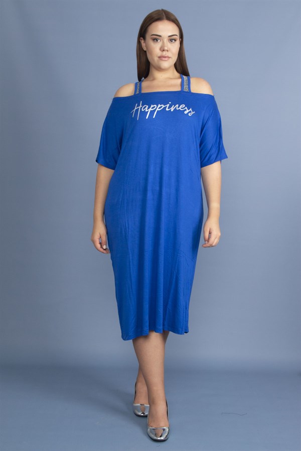 Kadın Haki Sim Detaylı Ön Baskılı Viskon Elbise 65N27473