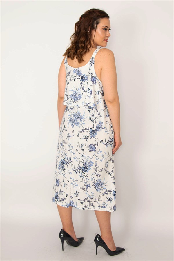 Kadın Kemik Göğüs Volanlı Askılı Elbise 65N33212