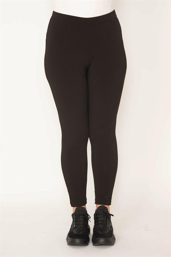 Kadın Büyük Beden Siyah Tayt Pantolon 65N38032