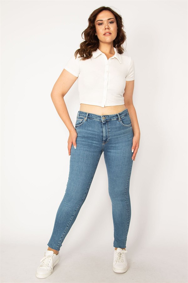 Kadın Mavi 5 Cep Skinny Jean Pantolon 65N33761