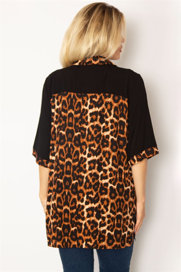 Kadın Siyah Loopar Garnili Dokuma Viskon Kumaş Gömlek 65N34279