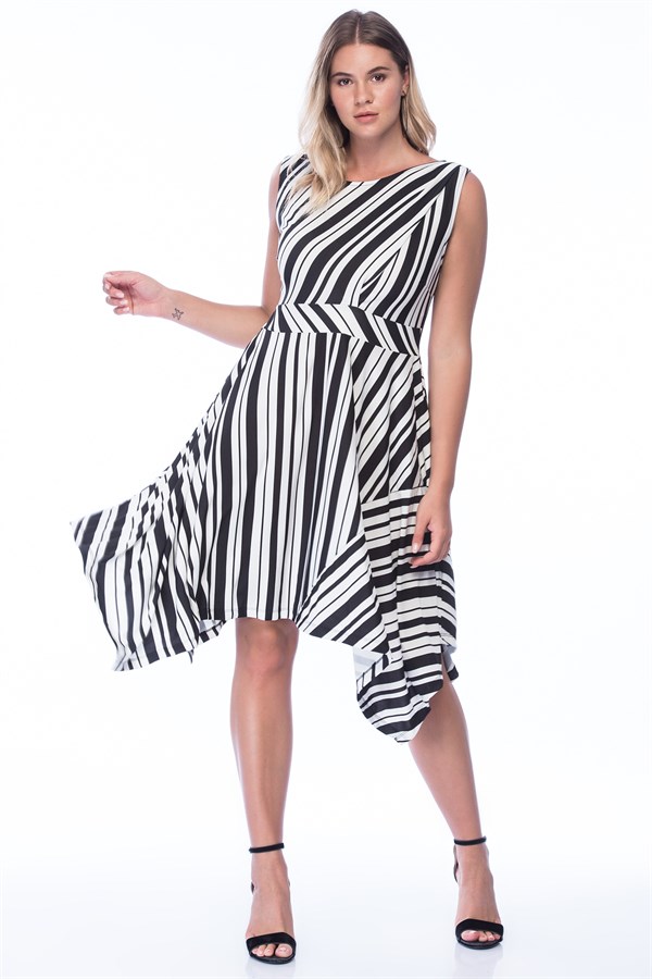 Kadın Siyah Asimetrik Elbise 65N13507