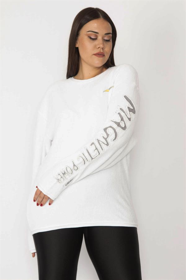 Kadın Kemik Kol Detaylı Havlu Sweatshirt 65N28517