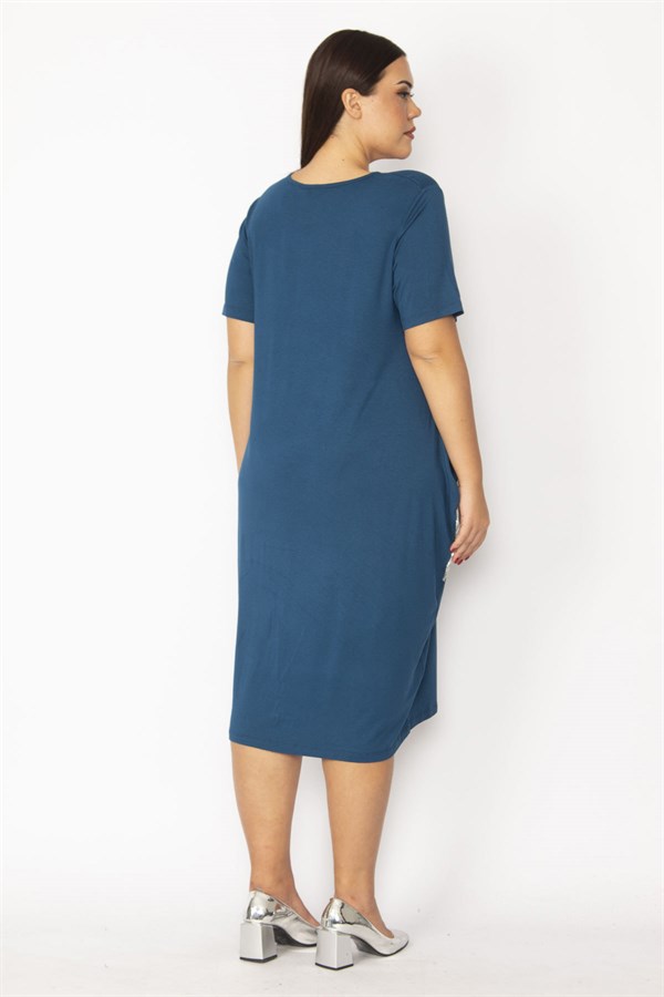 Kadın Bordo Cebi Payet Detaylı Viskon Elbise 65N28931