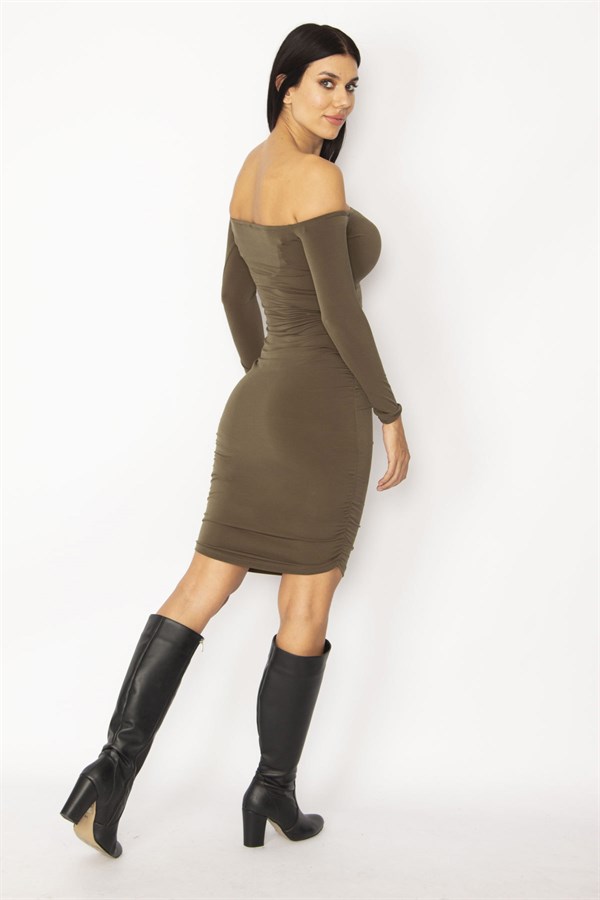 ROBE SLIM KAKI SANS BOUTONS POUR FEMME