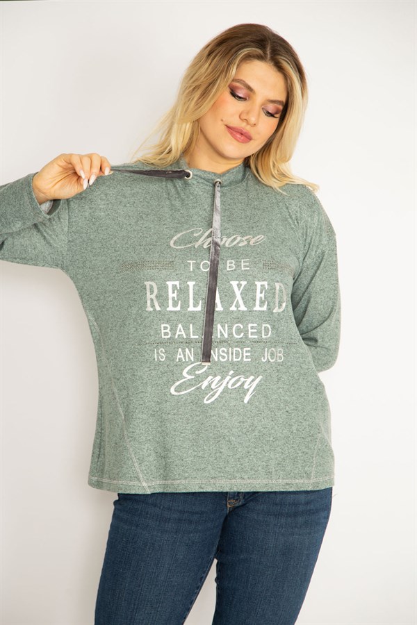 Kadın Yeşil Yakası Kuşgözü Bağcıklı Omuzları Ve Önü Taş Detaylı Tunik 65N34821