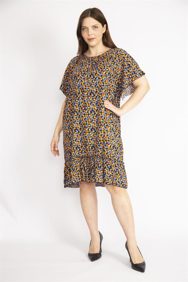 Kadın Bordo Büyük Beden Bisiklet Yakalı Etek Ucu Katlı Elbise