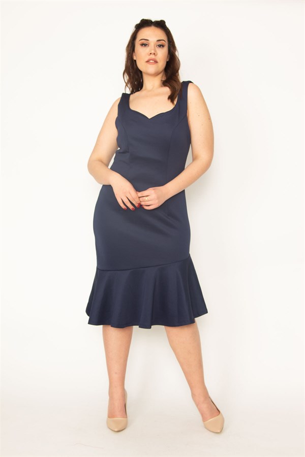 Jupe à volants bleu marine pour femme, bretelles épaisses dans le dos, fermeture éclair dissimulée