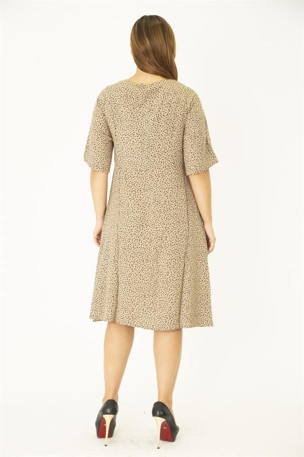 Kadın Büyük Beden Lacivert Dokuma Viskon Kumaş Ön Düğmeli Cepli Elbise 65N36785