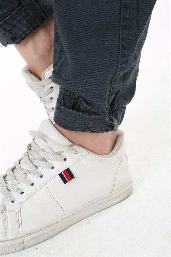 Kadın Büyük Beden Füme Bel Ve Paça Lastikli Likralı 4 Cepli Kot Pantolon 65N37827