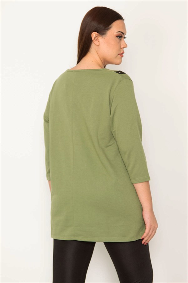 Kadın Haki Süs Fermuarlı Tunik 65N32783